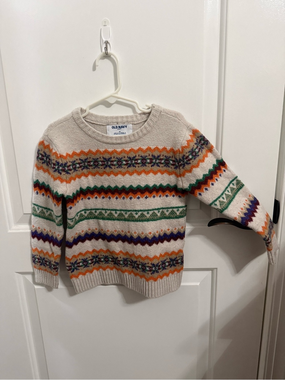 Old Navy Cream Fair Isle Crewneck Sweater